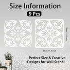 INFUNLY 9PCS/Set Mandala Flowers Wall Stencils - Image 2