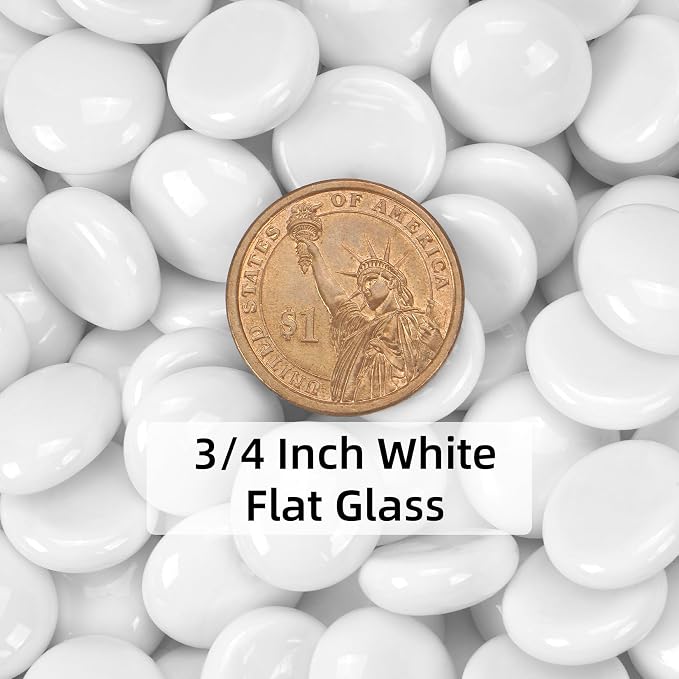 1LB White Flat Glass Marbles for Vases, Gemstone Beads Vase Filler Decorative - Image 2