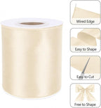 Ivory 4 Inch Continuous 15 Yards Satin Wired Ribbon - Image 3