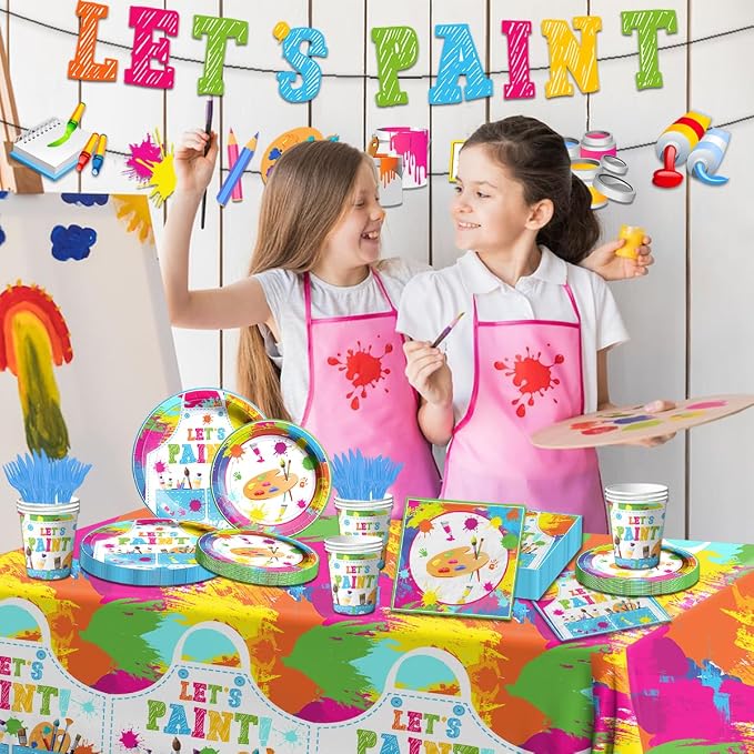 Paint Party Supplies, Art Tablecloths, Paint Banner, Art Birthday Party - Image 4