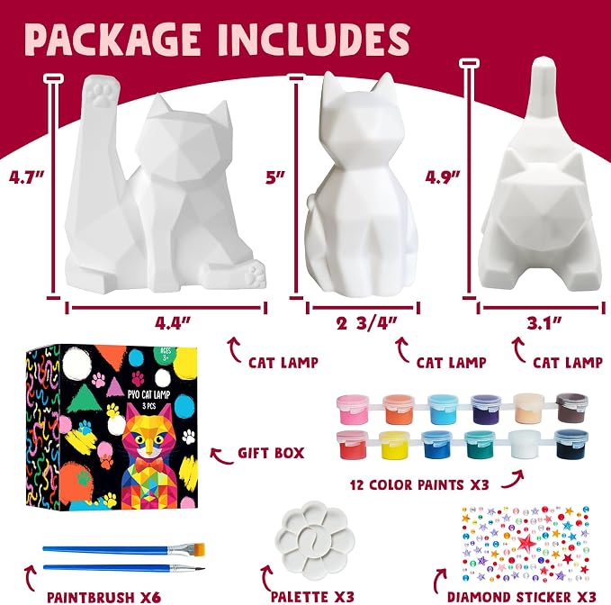 Goody King Paint Your Own Cat Lamp Art Kit, Arts & Crafts - Image 2