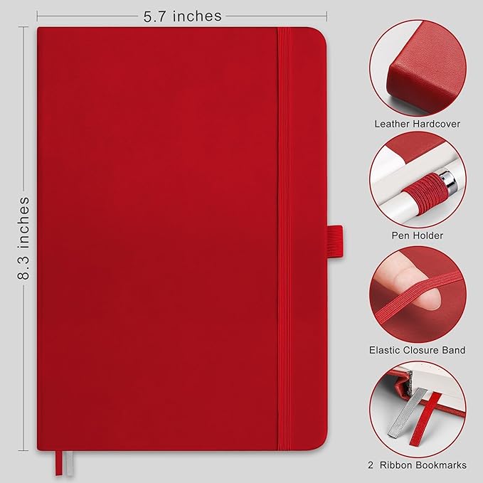 RETTACY Dotted Journal Notebook, 192 Pages, A5 Medium Size | Leather Hardcover - Image 2