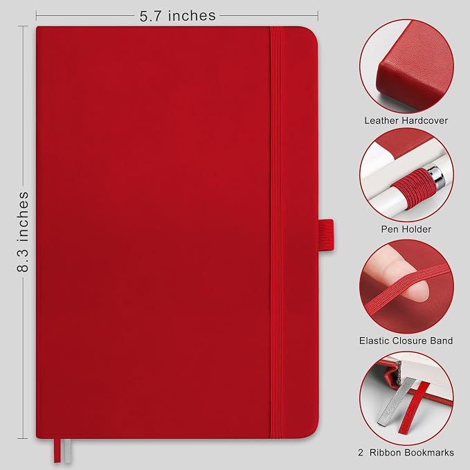 RETTACY Dotted Journal Notebook, 192 Pages, A5 Medium Size | Leather Hardcover - Image 2