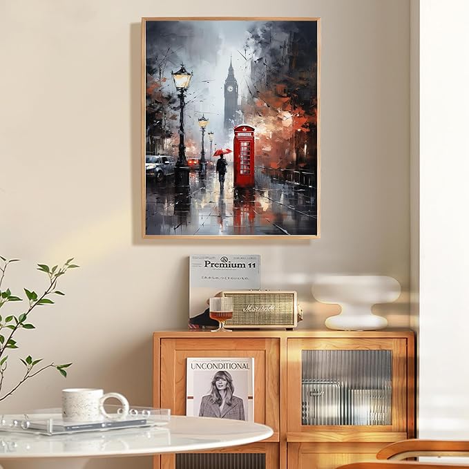Framed Paint by Numbers Kit for Adults Beginner, London City View Street - Image 2