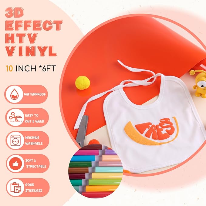 Tintnut Reddish Orange Heat Transfer Vinyl Roll, easy cut & weed, stretch - Image 2