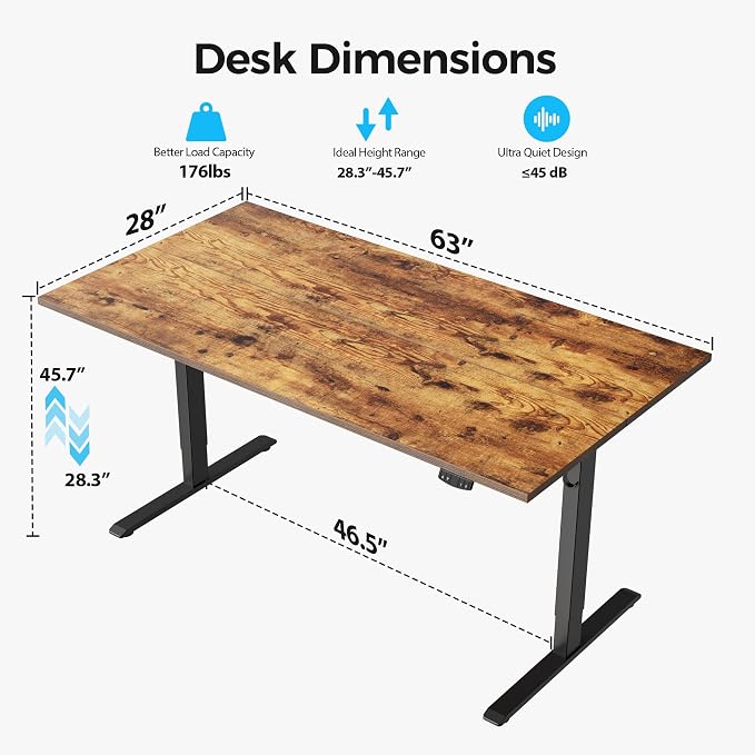 Agilestic Electric Standing Desk, 63 x 28 Inches Height Adjustable Desk - Image 6