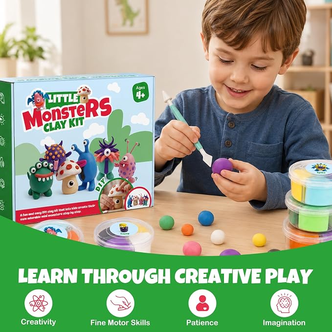 Air Dry Clay Kit for Kids, 12 Monsters Modeling Magic Clay Sculpting Set - Image 6