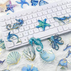 50PCS Marine Animal Stickers Aesthetic Transparent PET Sticker Gold foil - Image 3
