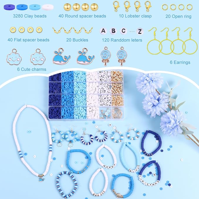 Wuollgess 3500 PCS Valentines Blue Clay Beads - Image 3