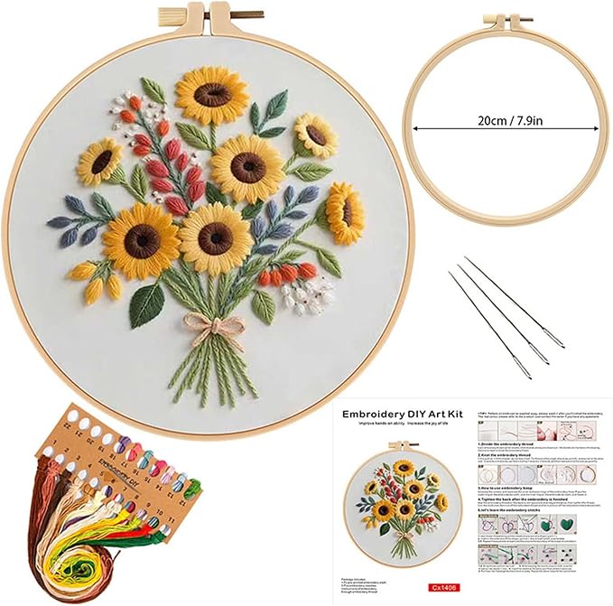 Sunflower Embroidery Kit for Beginners - Image 2