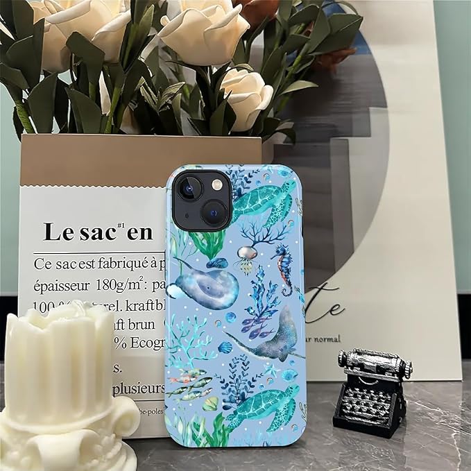 ZHEGAILIAN Case for iPhone 15 Plus, Ocean Stingray Turtle Seahorse Durable - Image 7