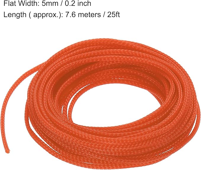 uxcell PET Expandable Sleeving 25ft 1/8" Orange Cable Management Sleeve Cord - Image 3
