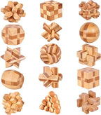 VolksRose 15pcs Wooden Brain Teaser Puzzles, IQ Challenge Puzzle Games by VolksRose