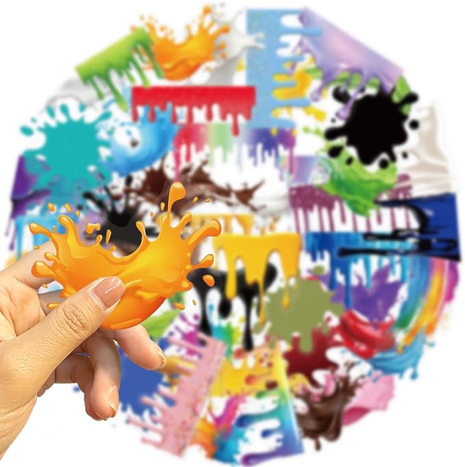 50 Pieces of Transparent Cartoon Dripping Paint Stickers, Suitable - Image 2