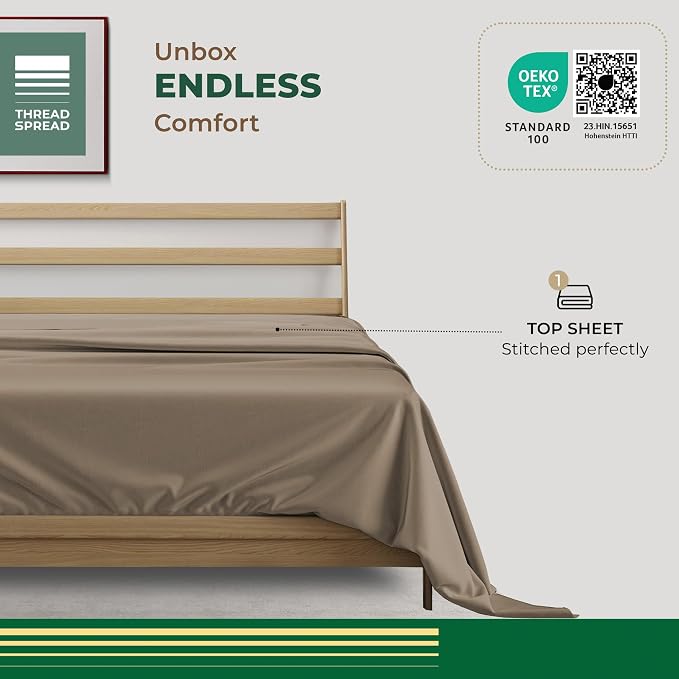 THREAD SPREAD 100% Organic Cotton Percale Flat Sheet Twin Size - Image 3