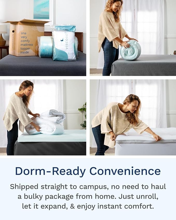 ViscoSoft 4 Inch Pillow Top Memory Foam Mattress Topper Twin XL - Image 7