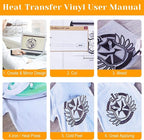 12" x 24ft Heat Transfer Vinyl Rolls, Flasoo 2 Rolls Black and White HTV Iron - Image 5