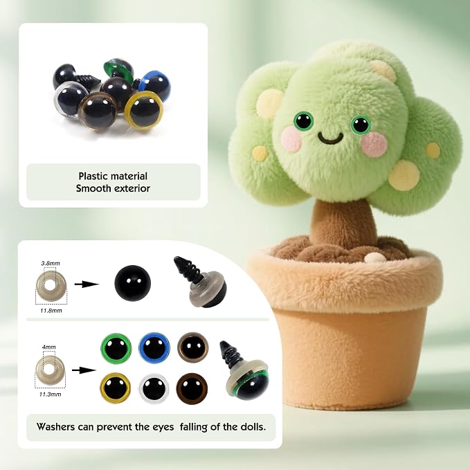TOAOB 140pcs 14mm Colorful Plastic Safety Eyes Craft Eyes - Image 3