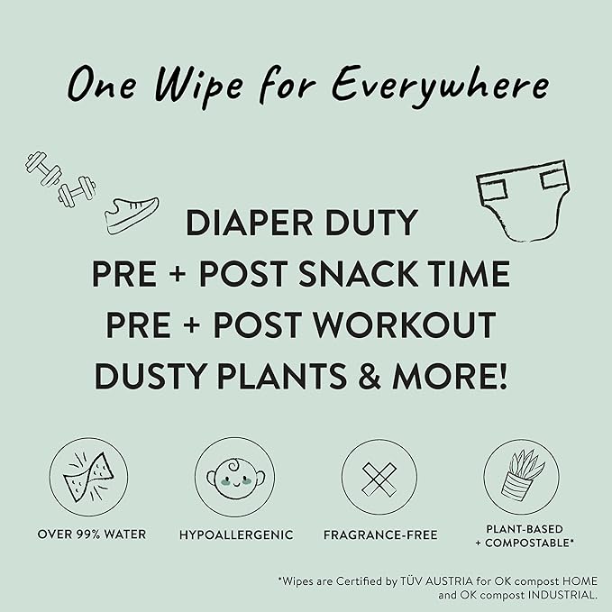 The Honest Company Clean Conscious Multi-Use Wipes Hypoallergenic and Unscented for Sensitive Baby Skin Over 99% Water Compostable Plant Based Baby Wipes Pattern Play 10 Count