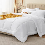 CozyLux King Size Comforter Set White, 7 Pieces Bed in a Bag, All Season by CozyLux