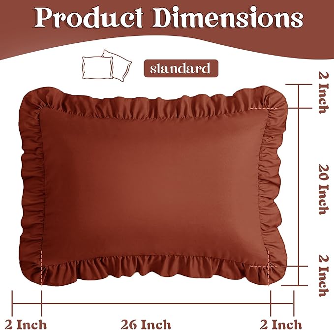 KKJIAF Ruffle Pillow Cases Standard Size Set of 2, Ruffled Pillow Covers - Image 3
