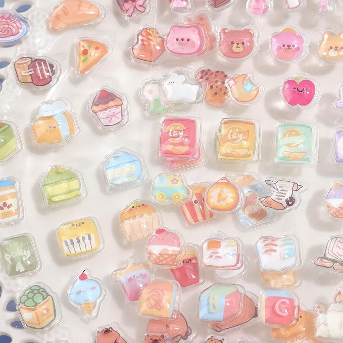 Girl's 3D Cute Japanese Puff Sticker, 100+ Kawaii Dessert and Animal Mini Puffy - Image 6