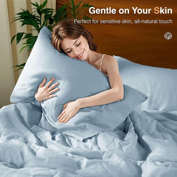 SONORO KATE 100% French Linen Duvet Cover Queen Size, Soft Breathable - Image 6