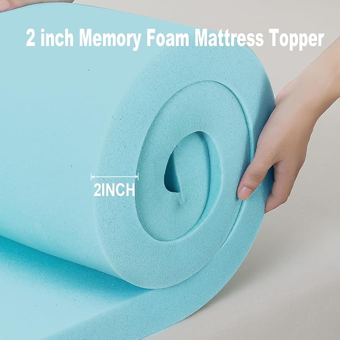 Memory Foam Mattress Topper 2inch+2inch Full, Pressure-Relieving Bed Topper - Image 4