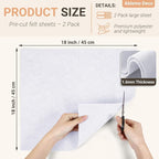 White Felt Fabric Sheets 18" x 18" 1.6mm Soft Craft Felt Squares | Soft Precut - Image 2