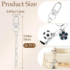 Hzopcw 20pcs Silver Keychain Making Kit, Key Ring Swivel Snap Hook Chains - Image 2
