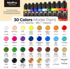 Nicpro 30 Colors Model Paint Set, 20ml Ready to Use Modeling Acrylic Paints - Image 2