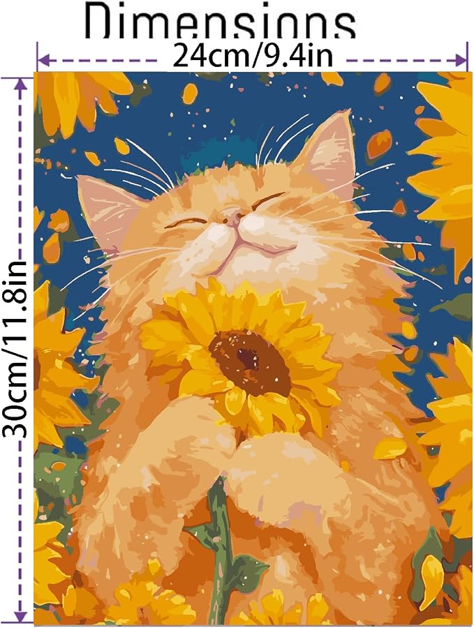 Mrnsiet Paint by Number for Adults Beginners, Cat Easy Paint by Numbers Kits on - Image 3