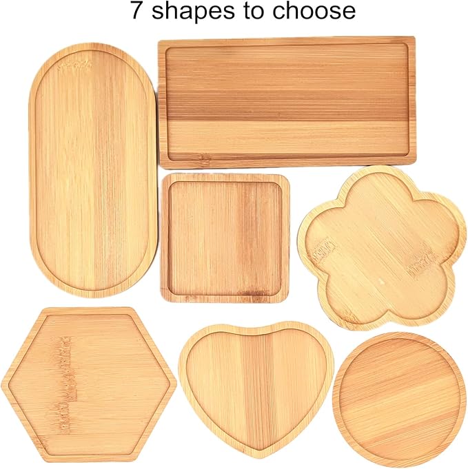 4PCS Mosaic Bamboo Coasters for Crafts, Blank Base Trays, Drinking Cup Coaster - Image 4