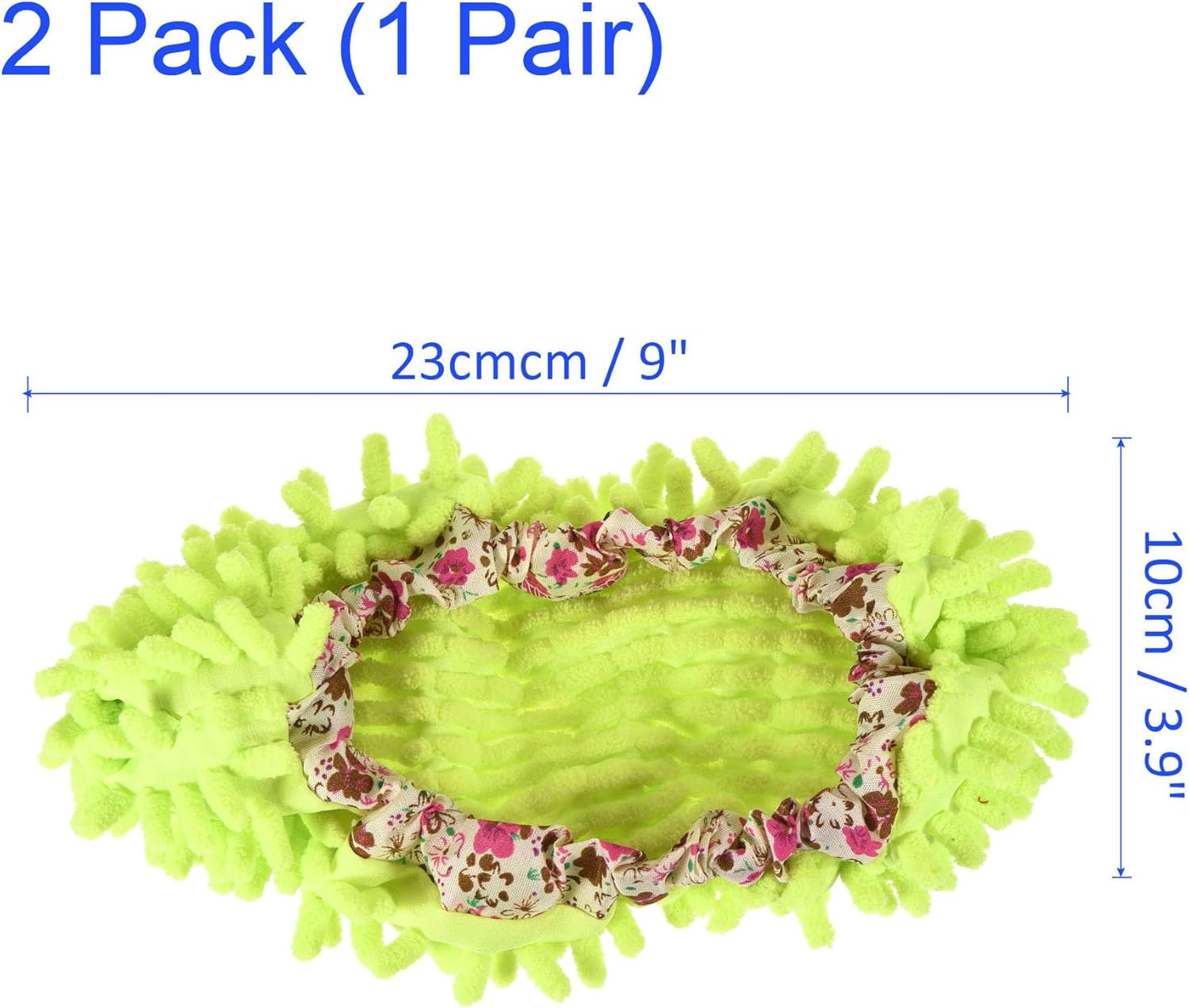 1 Pair Washable Cleaning Shoes Cover - Floor Cleaning Dust, Chenille Microfiber Duster Mop Slippers, Apply to House Office Room (Green)