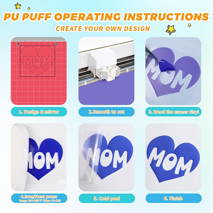 Puff Heat Transfer Vinyl, 12in X 5ft Iron on Vinyl | 3D Puff, Wash No Fade - Image 3