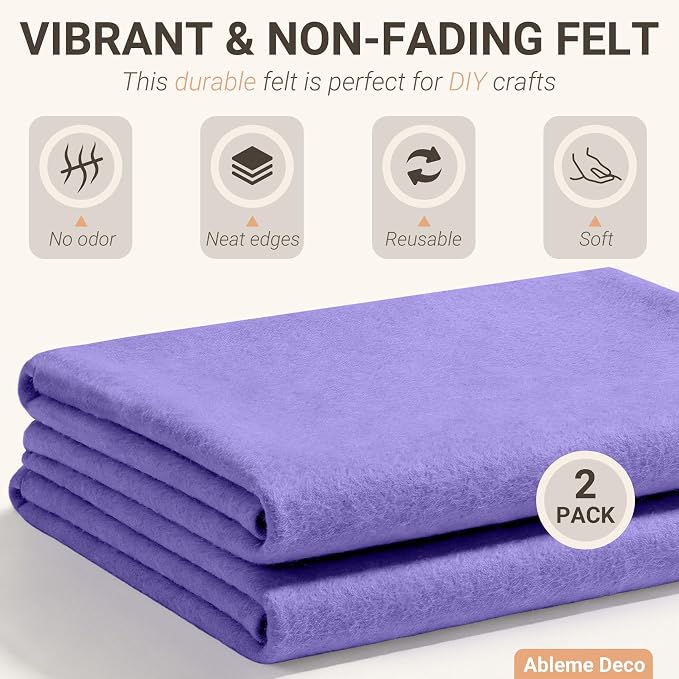 Felt Fabric Sheets 18" x 18" 1.6mm Soft Craft Felt, Lavender | Soft Precut Felt - Image 3