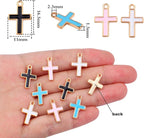 40pcs Enamel Cross Crucifix Charms Alloy Jesus Blessing Cross Dangle Pendants - Image 3