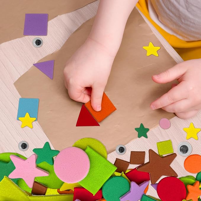 1050 pcs Foam Shapes Stickers, 4shapes-10 Colors Self Adhesive Shape - Image 4