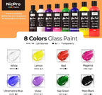 Nicpro 8 Colors Stained Glass Paint Set, 4oz / 120ml Waterproof Acrylic Enamel - Image 6