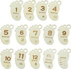 14 pcs Footprint Theme Unfinished Wooden Cutout Charms Baby Newborn Wood Cutouts by Gythara