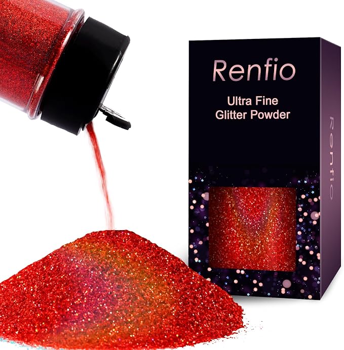 Renfio Holographic Ultra Fine Glitter Powder Metallic Resin Glitter 2.11 Oz PET by Renfio