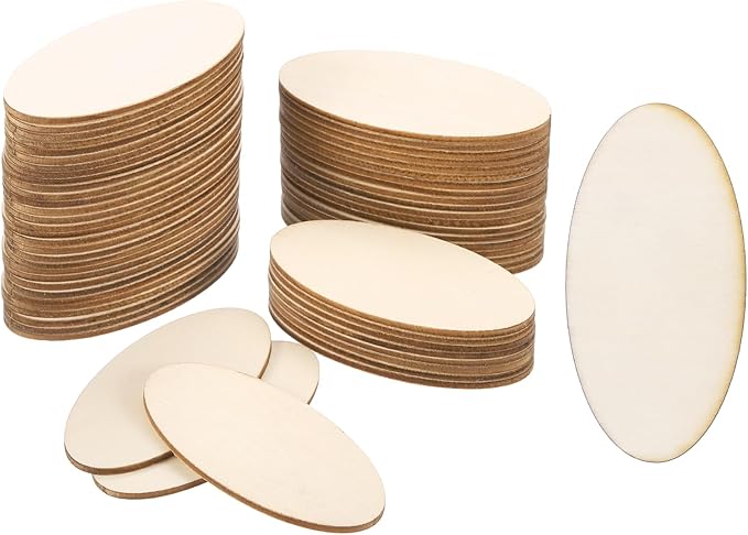 PATIKIL 60PCS Oval Wood Pieces 3.1 Inch Unfinished Oval Shape Wooden Blank by PATIKIL