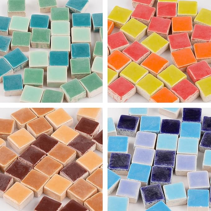 PINUO&KE 200 Pieces / 200 g Square Shapes 0.4x0.4 inch Square Ceramic Mosaic - Image 2