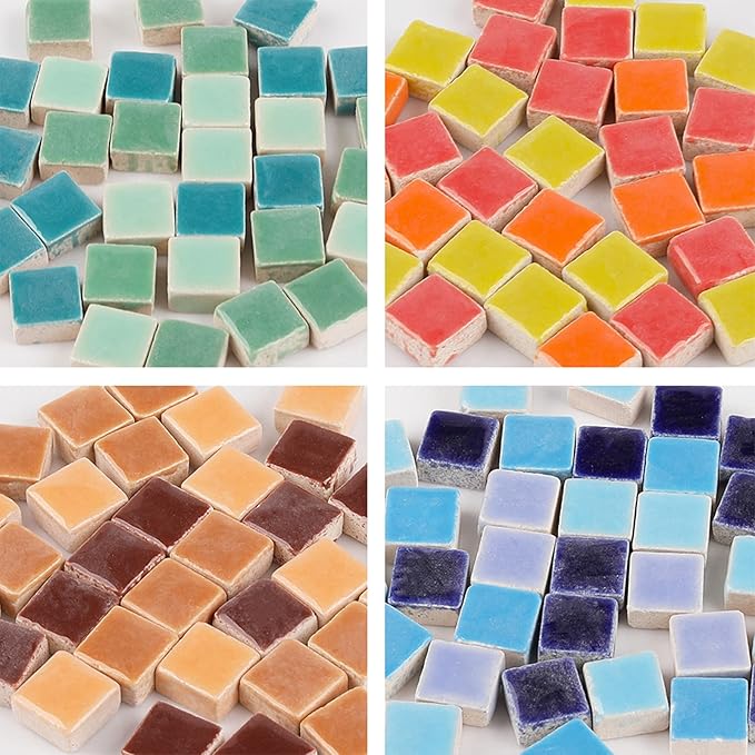 PINUO&KE 200 Pieces / 200 g Square Shapes 0.4x0.4 inch Square Ceramic Mosaic - Image 2