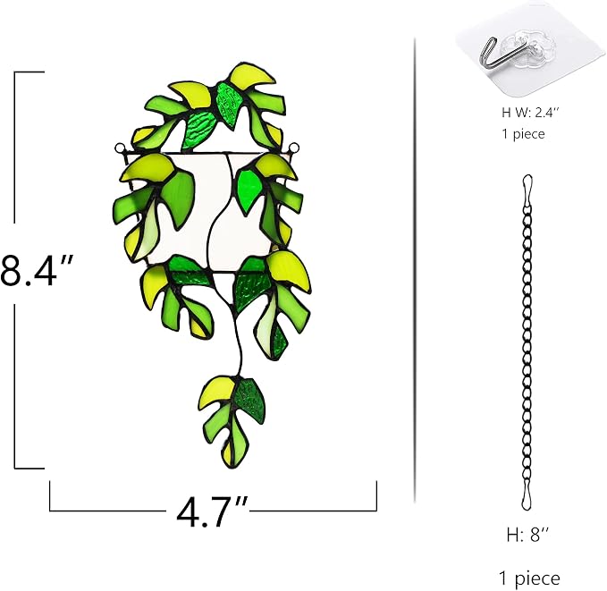 BOXCASA Monstera Leaf Stained Glass Suncatcher Window Hanging Plant Gift | - Image 2