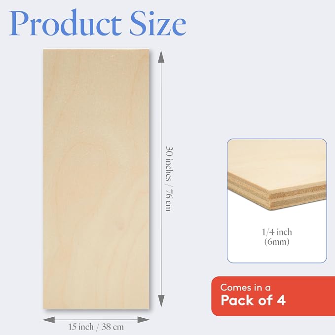 Baltic Birch Plywood 15 x 30 x 1/4 Inch - 6 mm Craft Wood - Image 2