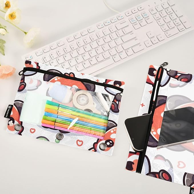 Custom Cute Red Panda Bubbles Pencil Pouch - Image 5