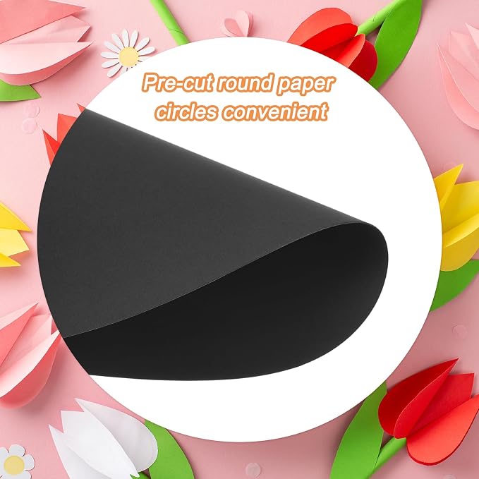 MECCANIXITY 60 PCS Black Color Circle Cutouts Paper 10 Inch Round Card Stock - Image 3