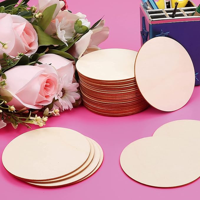 12Pcs 12 Inch Wood Circles for Crafts, Unfinished Blank Wooden Rounds Slice - Image 4