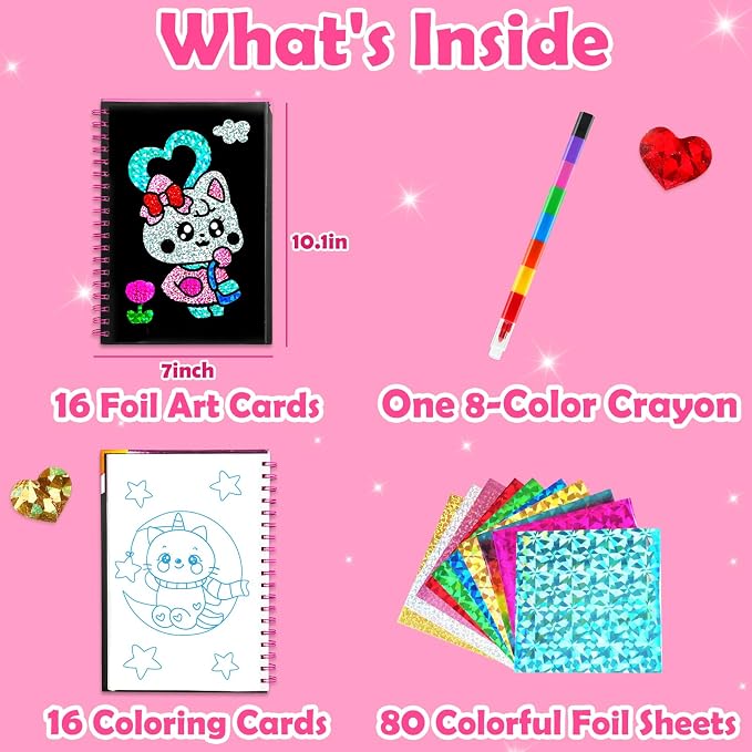 FUNNYB&G Foil Art Craft Kit for Girls 4-10 Years Old: Mess-Free & No-Glue - Image 5